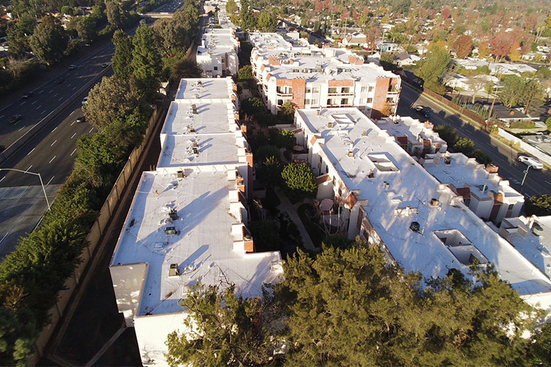 silicone roofing on a commercial building